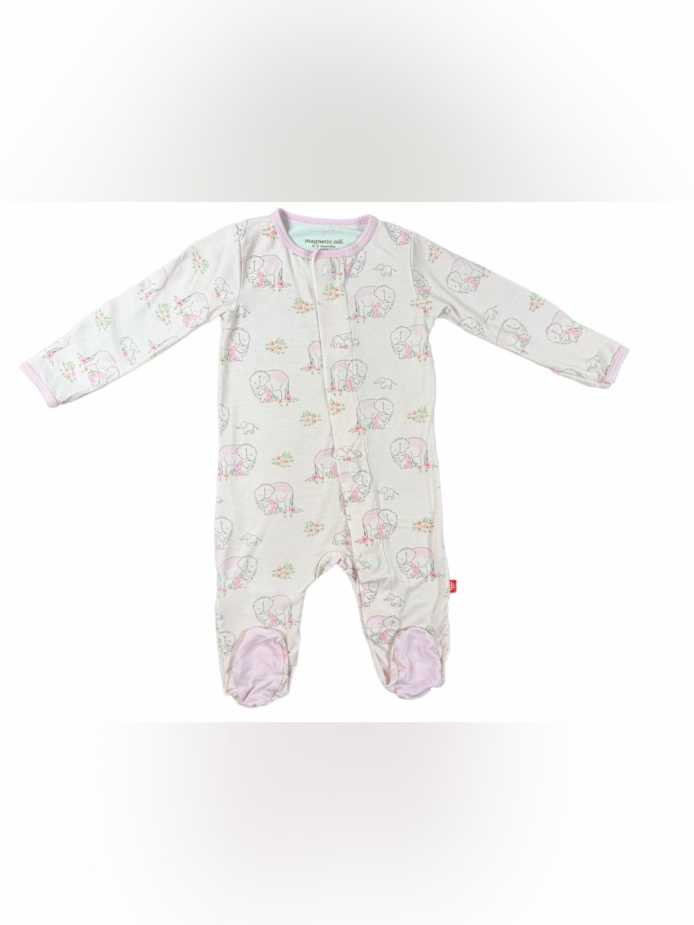 MAGNETIC ME Modal Elephant Print Magnetic Footie - 0-3M